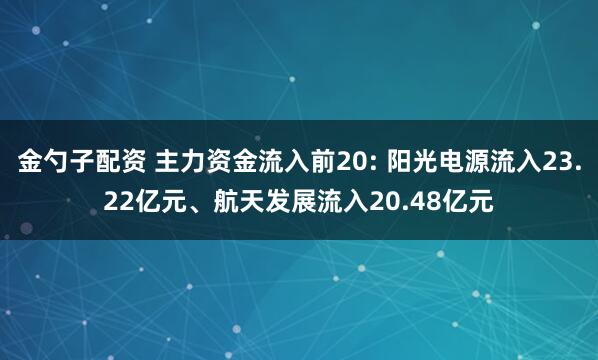 金勺子配资 主力资金流入前20: 阳光电源流入23.22亿元、航天发展流入20.48亿元