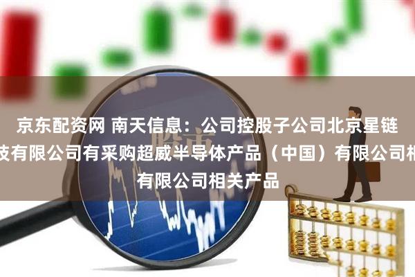 京东配资网 南天信息：公司控股子公司北京星链南天科技有限公司有采购超威半导体产品（中国）有限公司相关产品